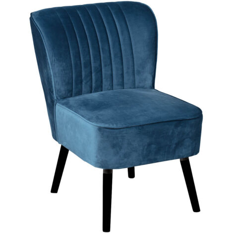 MATILA - Fauteuil Bleu Canard Piètement Laqué Noir
