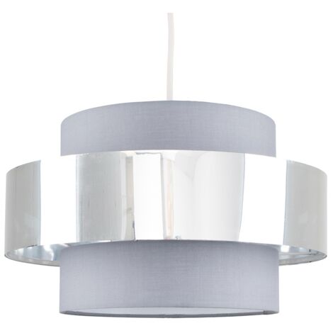 Matildo Modern Grey and Chrome Cylinder Ceiling Pendant Light Shade