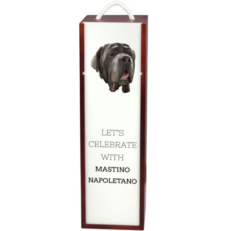 Mâtin napolitain, Mâtin napolitain, Mâtin napolitain - boîte géométrique avec photo et inscription pour vin par Art-Dog