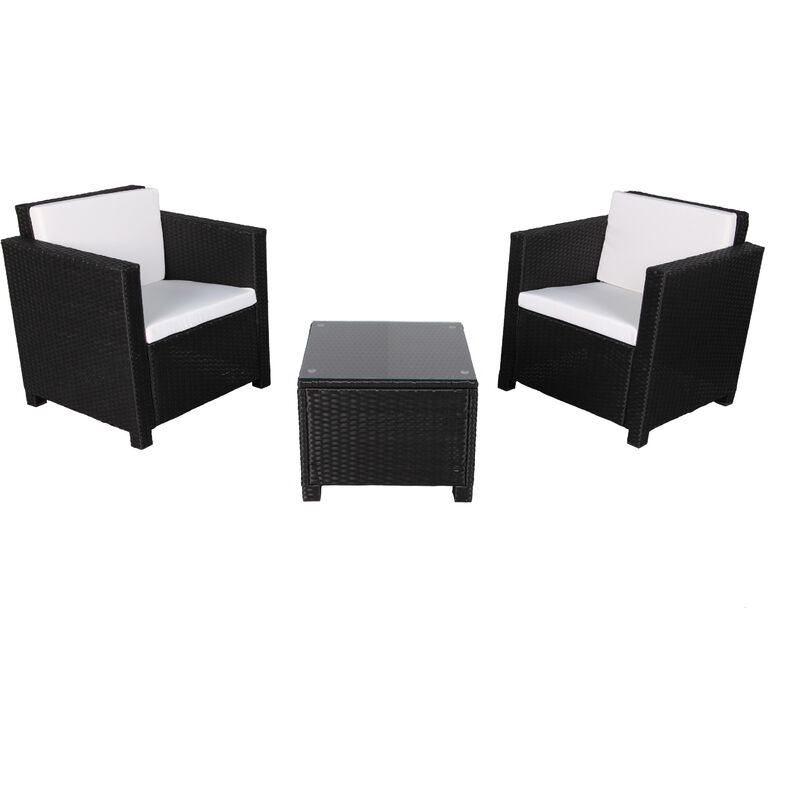 

Beneffito - MATIRA - Muebles de Jardín de Resina Trenzada - 2 Plazas - Negro Beige