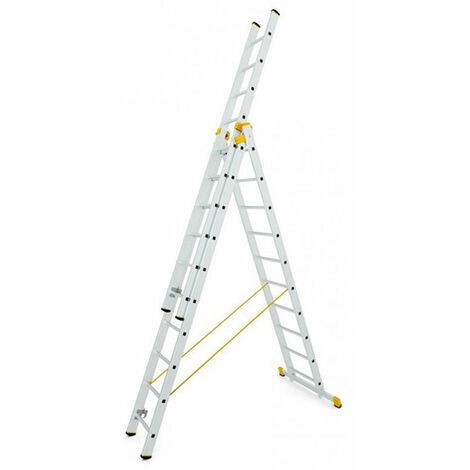 Matisère – Échelle transformable 3 plans 3x8 barreaux – Longueur max 5.25m – Barre stabilisatrice et barreaux antidérapants – 8608