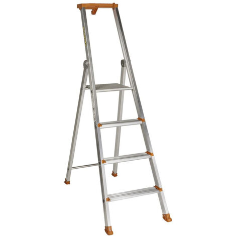Matisère – Escabeau aluminium 4 marches – Hauteur de travail max 2,90 m – Plateforme antidérapante – Charge maximale 150 kg – 60920454