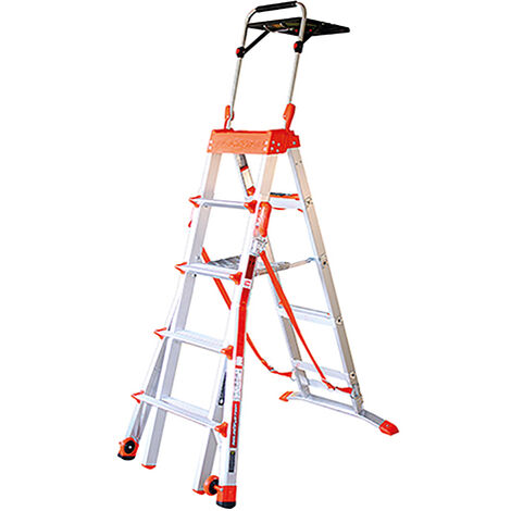 Matisère – Escabeau télescopique 4 à 7 marches – Hauteur de travail max 3.74m – Base extra large pour stabilité – LIG15125
