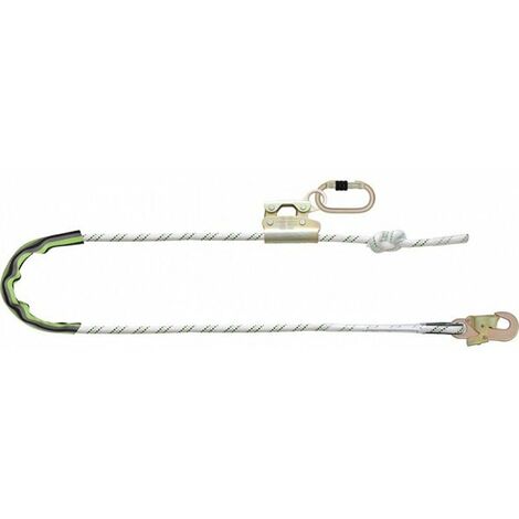 Matisère – Longe anti-chute en corde tressée 2 m – Tendeur à double cames – Mousquetons acier verrouillage automatique – Pour travaux en hauteur - FA4090320