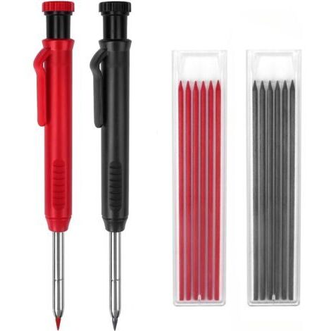 Matita da carpentiere con 12 mine, matita da carpentiere per fori profondi 45 mm, matite da falegname con temperino incorporato per il fai da te, architetti, carpentieri