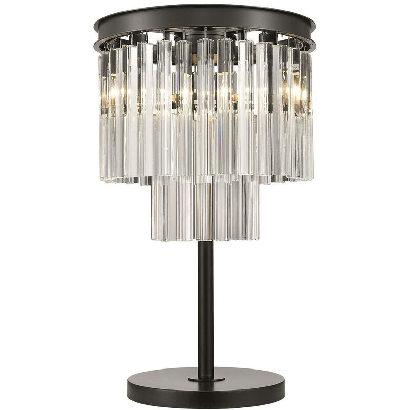 Spring Lighting - 3 Light Table Lamp Black Chrome, Crystal, E14