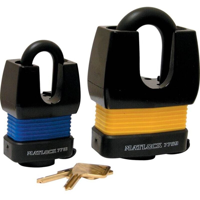 Laminated Black Steel Key Padlock - 62mm - Matlock