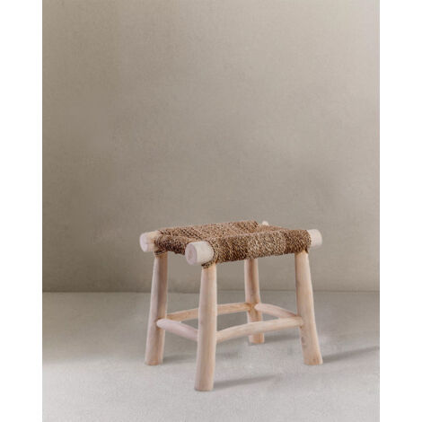 Matra - Tabouret en branche de teck et jacinthe d'eau