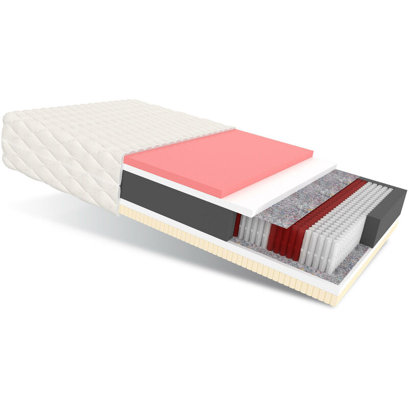 Fdm Matratze 100x200 Multipocket Taschenfederkern Comfort 7 Zonen H3 25 Cm Visco Latex Polyurethanschaum Jersey