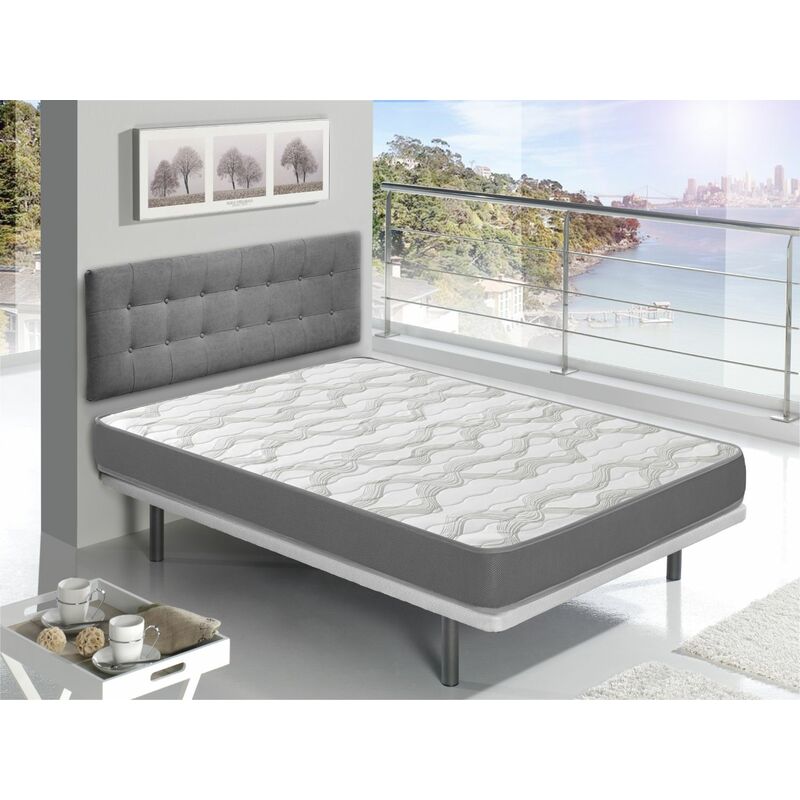 Matratze 140x180 NIRVANA - H2 - Hohe 16 CM Antibakterielle und Hypoallergene OEKOTEX zertifikat, Elegantes Grau DORMALIT