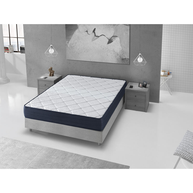Matratze 180x200 LAURA -H3- Hohe 22 CM - Atmungsaktiv und viskoelastisch. Ergonomisch - Verarbeitung in modernes Blau - DORMALIT