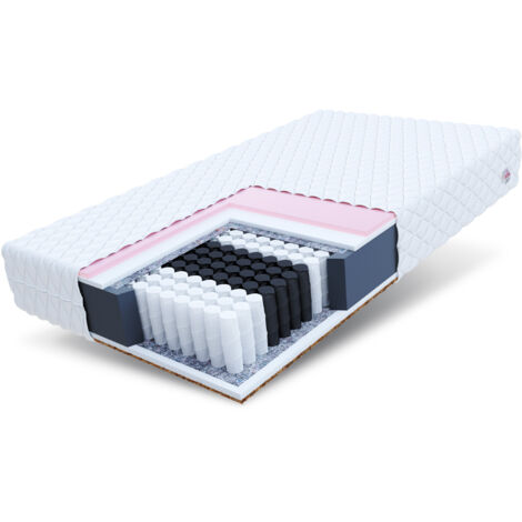 Matratze 140x200 Taschenfederkern REGGIO 7 Zonen H2 H3 26 cm Kokos Visco Latex Polyurethanschaum Klimafaser JERSEY
