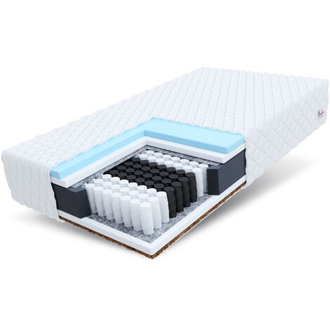Matratze 160x200 Taschenfederkern LAVAL 7 Zonen H3 H4 20 cm Kokos HR Schaum Klimafaser Polyurethanschaum JERSEY