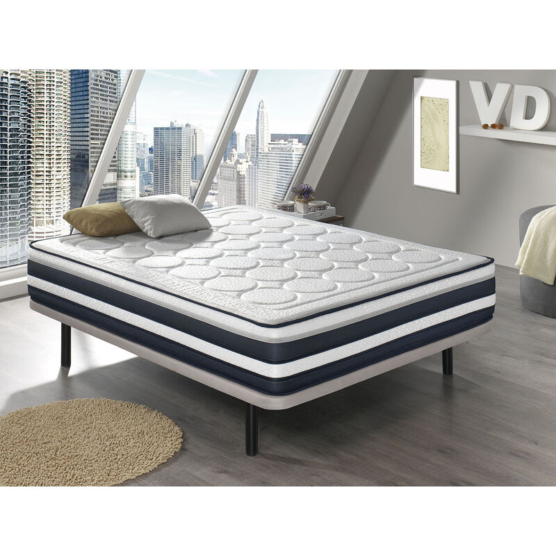 Matratze 120x200 MEMOLATEX - H3 - Hohe 26 cm - Latex und Viskoelastische Lendenwirbelstutze DORMALIT