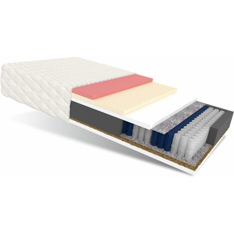Matratze 180x200 Taschenfederkern GENUA 7 Zonen H2 H4 22 cm Kokos Visco HR Schaum Polyurethanschaum JERSEY