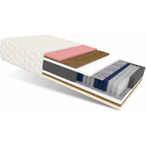 Matratze 180x200 Taschenfederkern NARNI MAX 7 Zonen H4 29 cm Kokos Visco Latex Polyurethanschaum JERSEY
