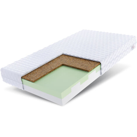 Matratze 90x200 Kaltschaum TERAMO 7 Zonen H3 H4 14 cm Kokos HR Schaum Klimafaser Polyurethanschaum JERSEY