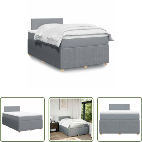 Matratze -  Boxspringbett mit Matratze Hellgrau 120x190 cm Stoff
