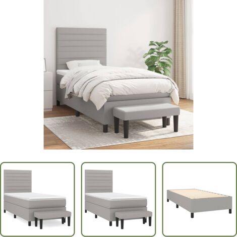 Matratze -  Boxspringbett mit Matratze Hellgrau 80x200 cm Stoff