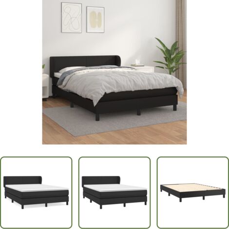 Matratze -  Boxspringbett mit Matratze Schwarz 140x200 cm Kunstleder