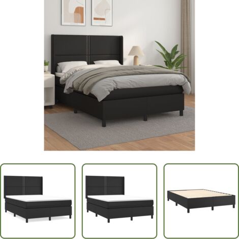 Matratze -  Boxspringbett mit Matratze Schwarz 140x200 cm Kunstleder