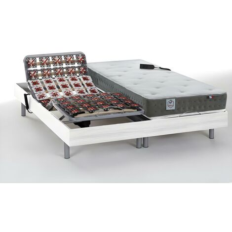 Matratzen elektrischer Lattenrost 2er-Set Memory Schaum - 1 Zone - 2x 90 x 200 cm - Weiß - HERA von DREAMEA - Weiß