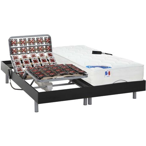 Matratzen elektrischer Lattenrost 2er-Set mit Tellermodulen Taschenfederkern & Memory Schaum + OKIN-Motoren - 1 Zone -2x 70 x 190 cm - Schwarz - PHANES von DREAMEA - Schwarz