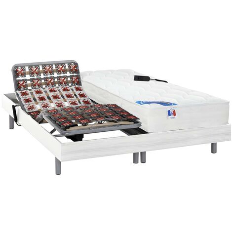 Matratzen elektrischer Lattenrost 2er-Set mit Tellermodulen Taschenfederkern & Memory Schaum + OKIN-Motoren - 1 Zone -2x 80 x 200 cm - Weiß - PHANES von DREAMEA - Weiß