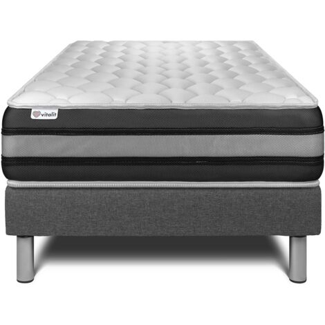 Matratzenset VITAL SPRING ZEN 90 x 200 cm Bettrahmen Kit grau