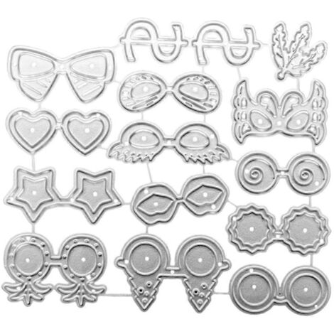 Matrices de découpe en métal pour lunettes, pochoirs et gabarits pour scrapbooking, cartes et loisirs créatifs (gaufrage).