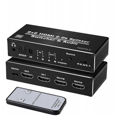 MATRIX HDMI 2.0 2x2 SWITCH SPLITTER DOLBY ATMOS 7.1