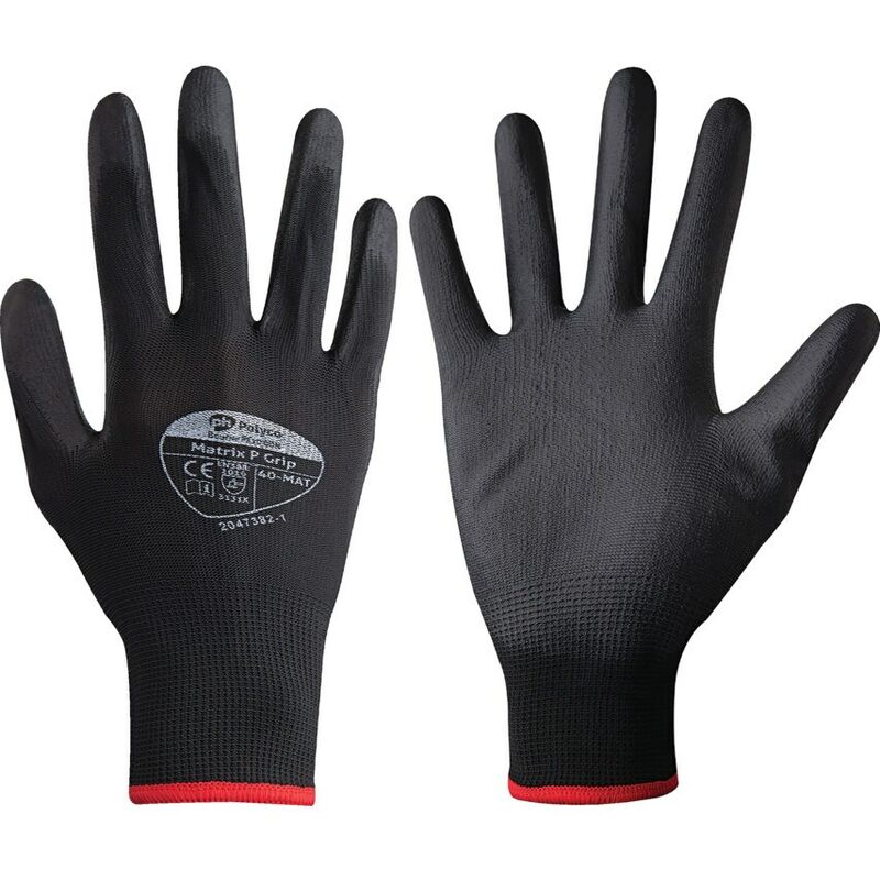 Polyco 403-MAT Matrix P Palm-side Coated Black Gloves - Size 9
