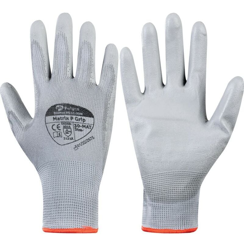 302-MAT Matrix 'P' Grip Grey Nylon Glove Size 8- you get 5 - Polyco