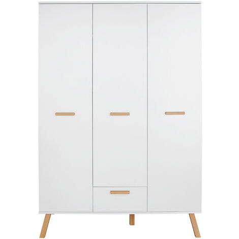 MatsBaby Armoire pour enfants 3 portes, 1 tiroir, blanc.