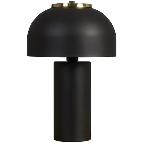 Matt Black Cylinder Table Lamp with Domed Shade