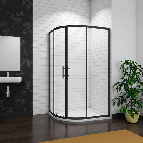 Matt black Frame 1200x900x1850mm Offset Quadrant Shower Enclosure Cubicle