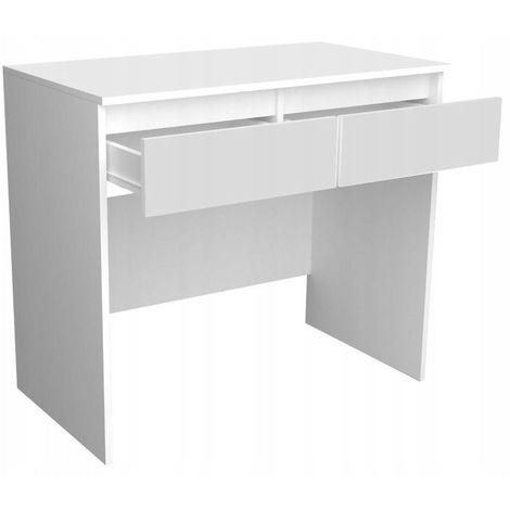 main image of "MATT - Bureau classique - 90x80x50 cm - 2 tiroirs - Table d'ordinateur portable - Mobilier bureau - Blanc"
