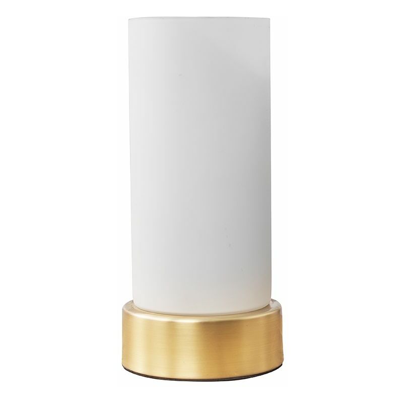 Matt Gold Touch Table Lamp + Glass Shade - Add LED Bulb