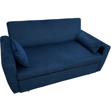 MATT Sofá cama de 2 plazas de terciopelo azul