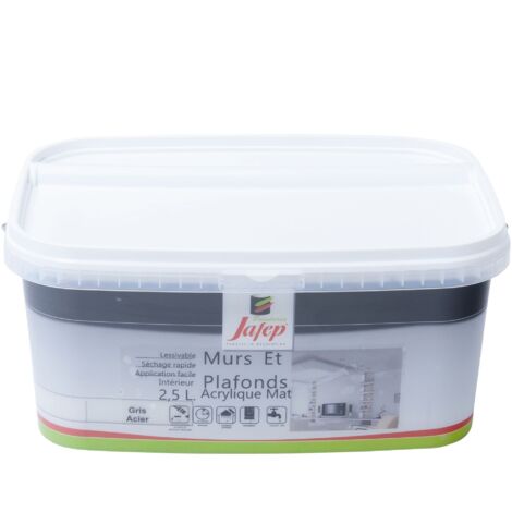 Matte Acrylwand- und Deckenfarbe in Stahlgrau  2,5L  Jafep