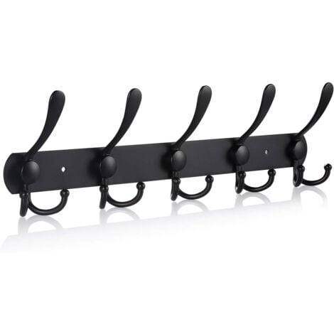 (Matte Black, 15 Hooks, 1pcs) Coat Hooks for Towels Bathrobes