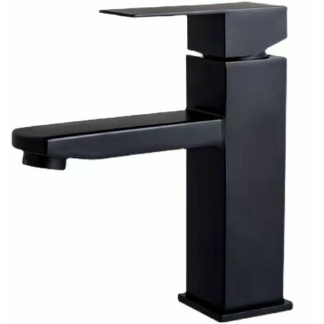Matte Black Basin Mixer Tap, Single Lever Black Bathroom Sink Taps, with Lead-Free Water