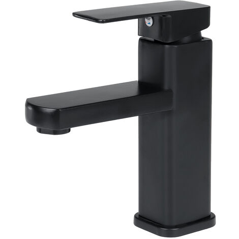 main image of "Matte Black Bathroom Sink Faucet Basin Cold/Hot Mixer Tap Single Handle"