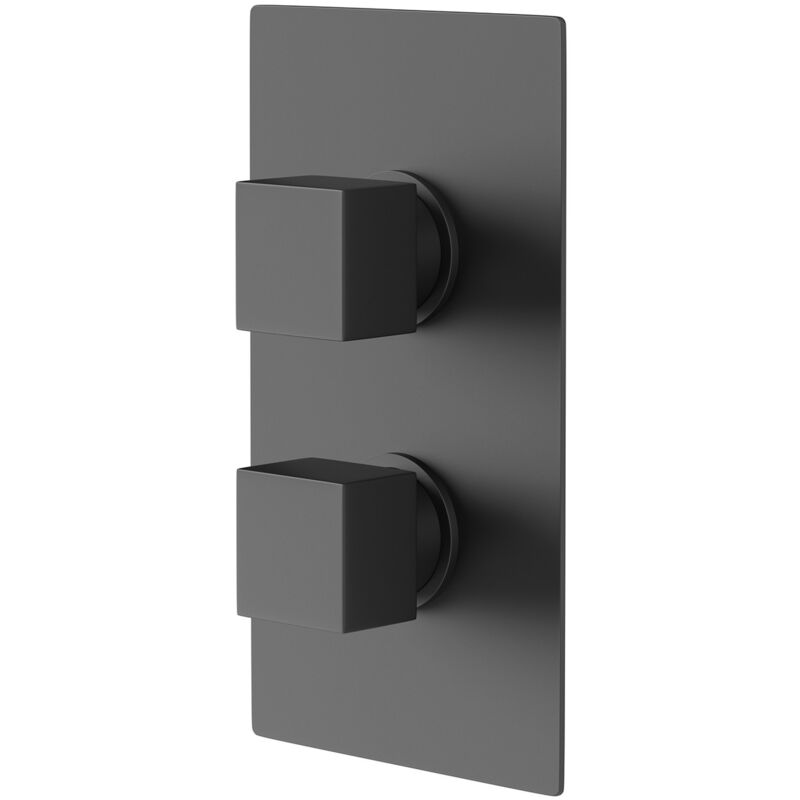 Square Matt Black Concealed Square Twin Thermostatic Shower Valve - 1 Outlet - Colore