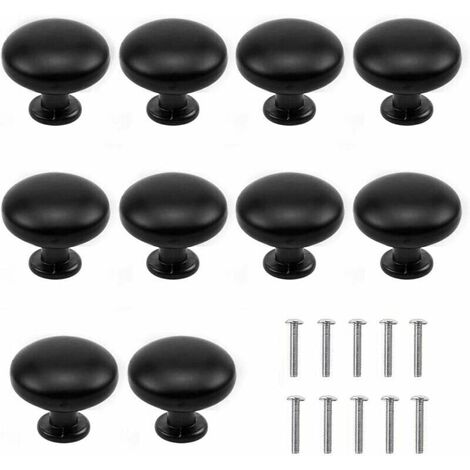 Matte Black Drawer Knob, Cabinet Handle, Drawer Pulls, Dresser Knobs, Drawer Knobs Set, Cabinet Handle, with Round Top, 30mm Knob,10pcs