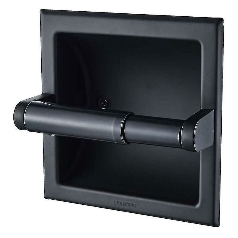 Crea - Porte-papier toilette noir mat Support mural pour papier toilette encastrable noir en métal Porte-papier toilette mural noir avec support de