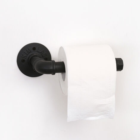 Matte Black Toilet Paper Holder Industrial Style Vintage Metal Iron Pipe Wall Mounted Towel Rack Roll Holder for Bathroom Kitchen Bedroom, Rust Free