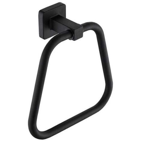 Matte, schwarze, trapezförmige Handtuchring aus Edelstahl. Dieser Wandhandtuchring verleiht jedem Raum eine moderne Note.