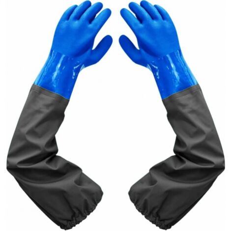 Mattierte wasserdichte Handschuhe – Teichreinigungshandschuhe, 26 Zoll, beflocktes Futter, elastische Bündchen, für die chemische Industrie, Landwirtschaft, Angeln, Bau
