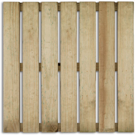 Mattonella per Pavimenti da Esterno 50x50x2,8 cm 7 Listelli Zigrinati in Legno di Pino Impregnato PEFC